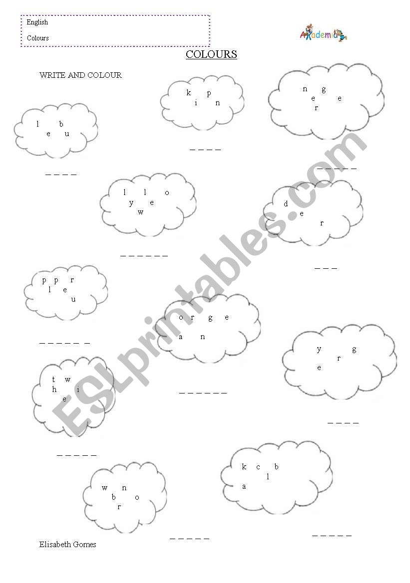 Colours worksheet