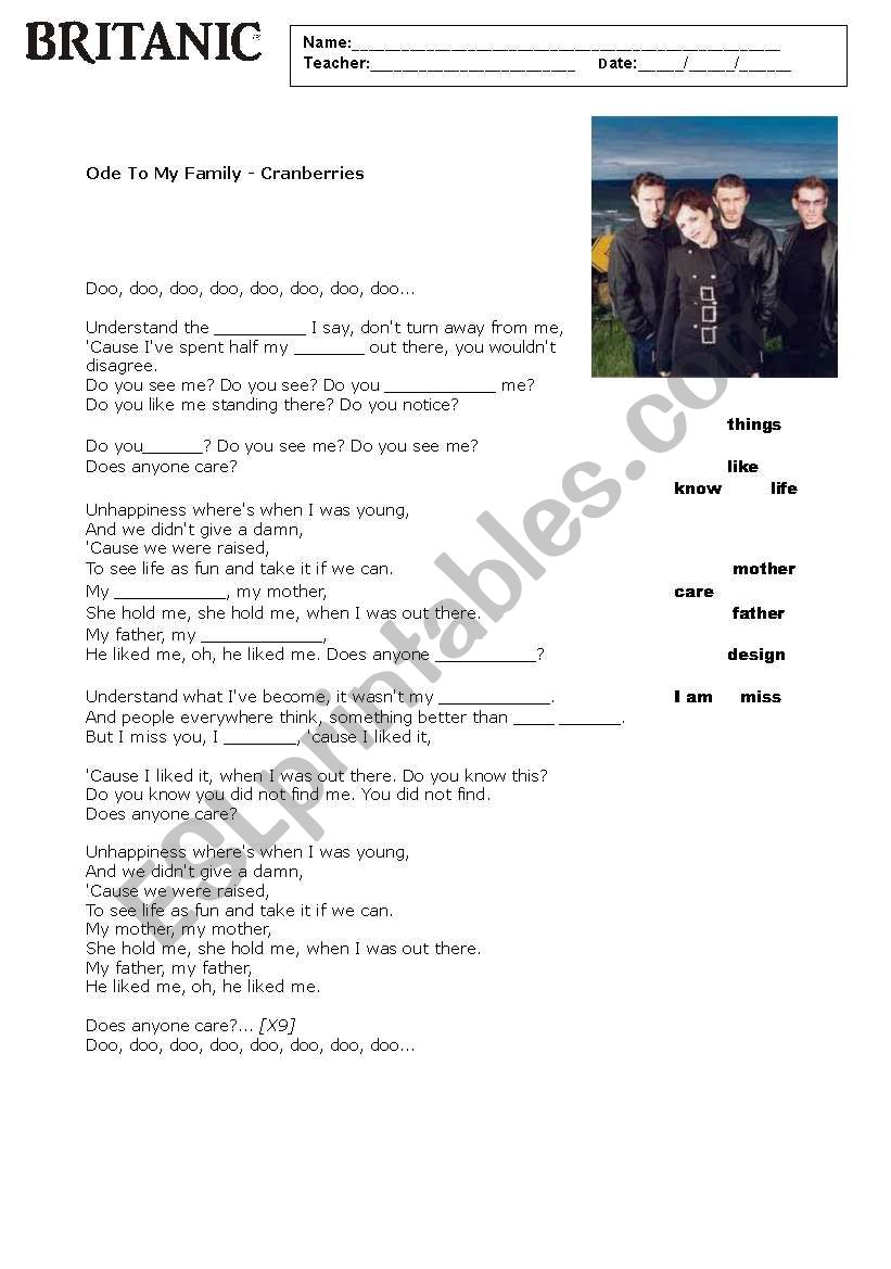 Song - Cranberries - Ode to my family 