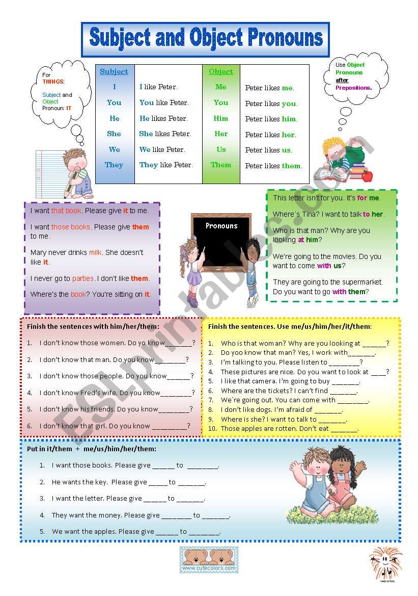 Subject and Object Pronouns worksheet