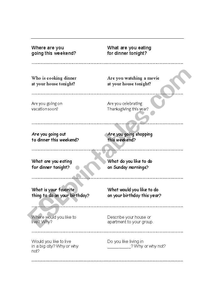 Conversation Questions using the Present Continuous