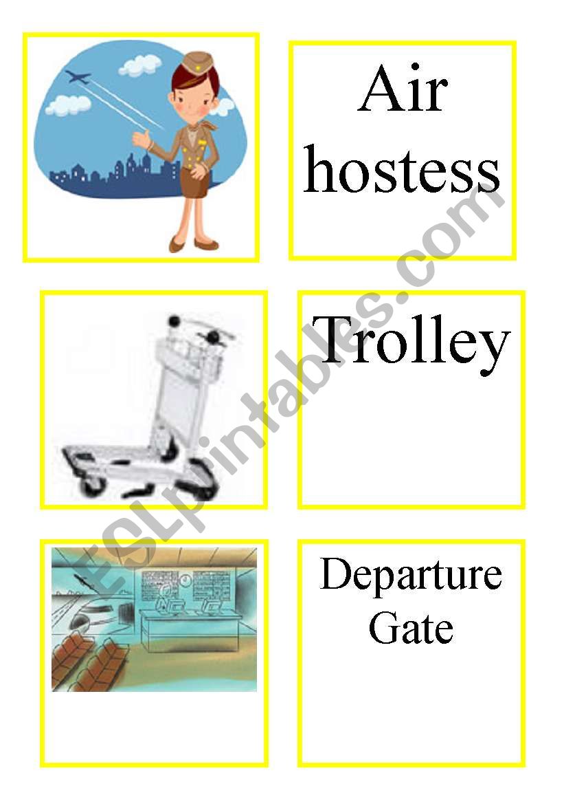 at the airport flashcards worksheet