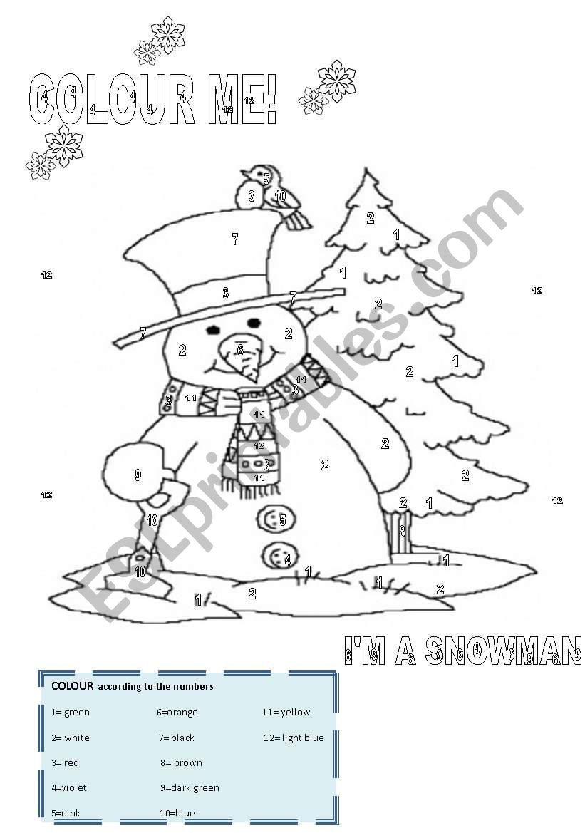 ITÂ´S WINTER! COLOUR THE SNOWMAN!