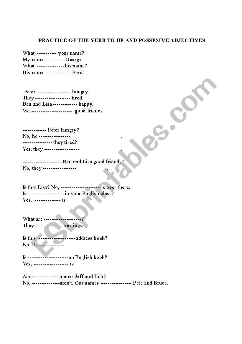 The verb TO BE worksheet