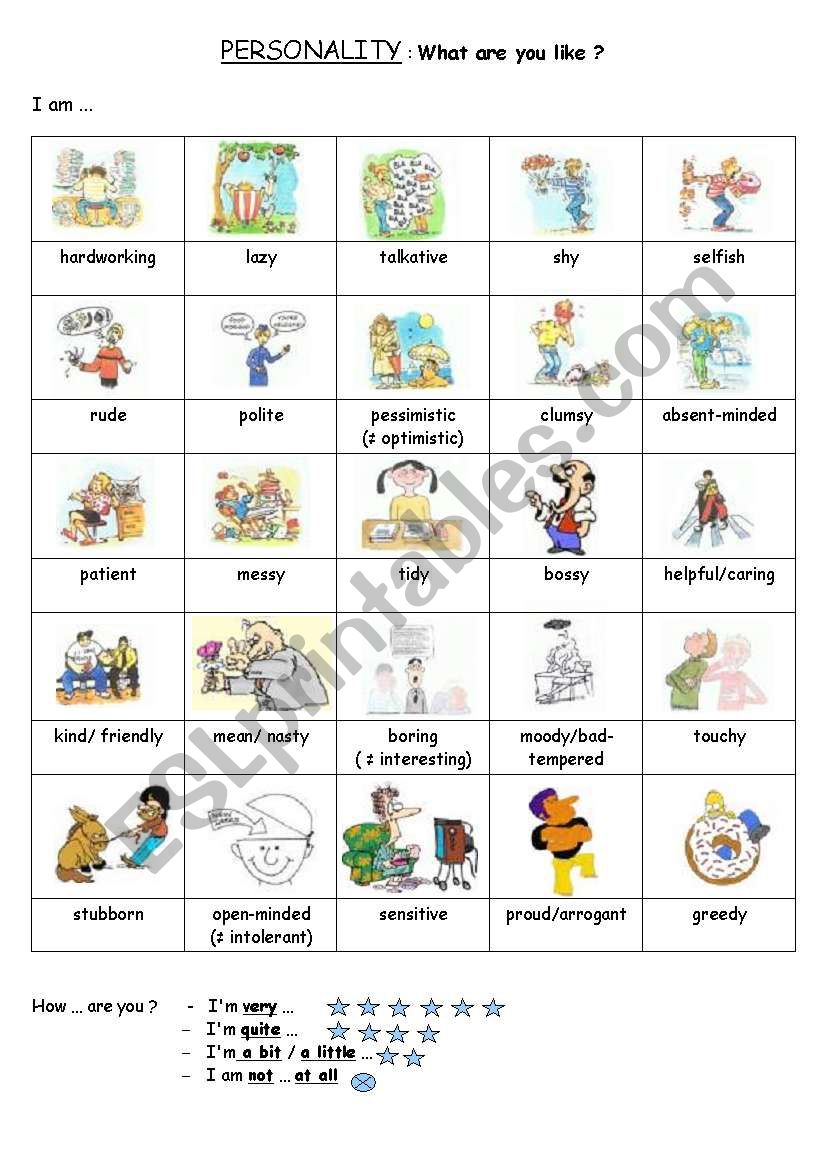 Personality (part one) worksheet