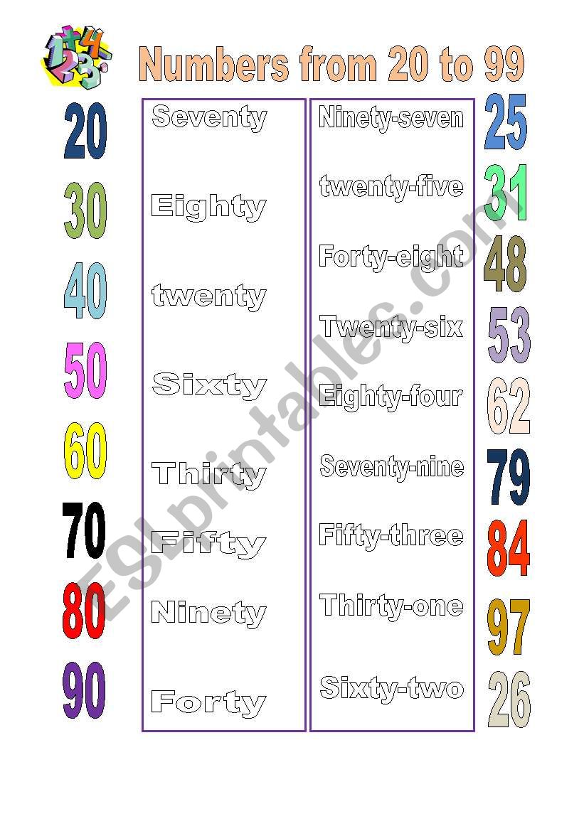 numbers from 1 to 99 worksheet