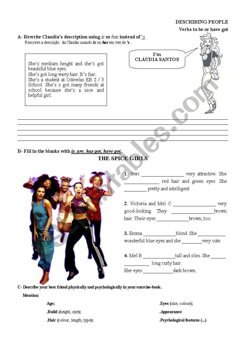 Describing people worksheet