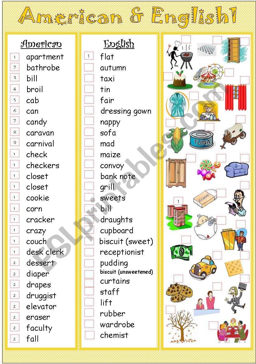 american english word for homework