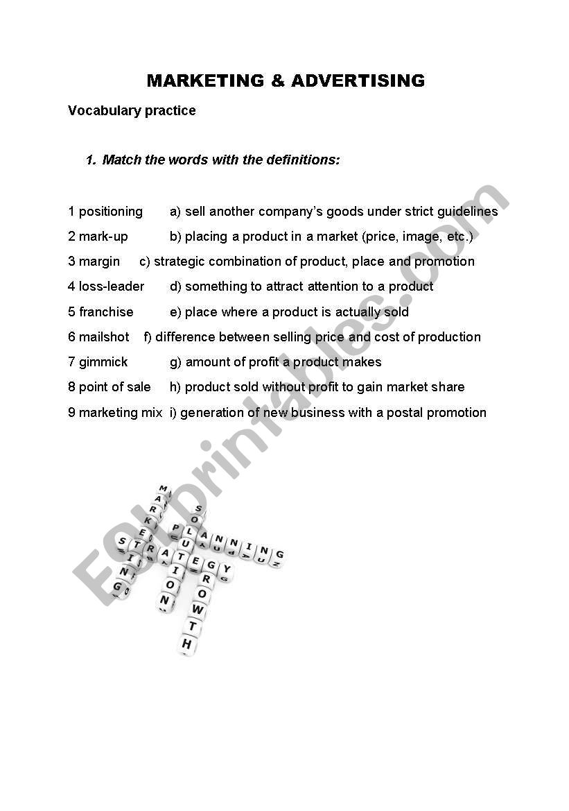 Marketing & Advertising: Business English Marketing strategies vocabulary + KEY