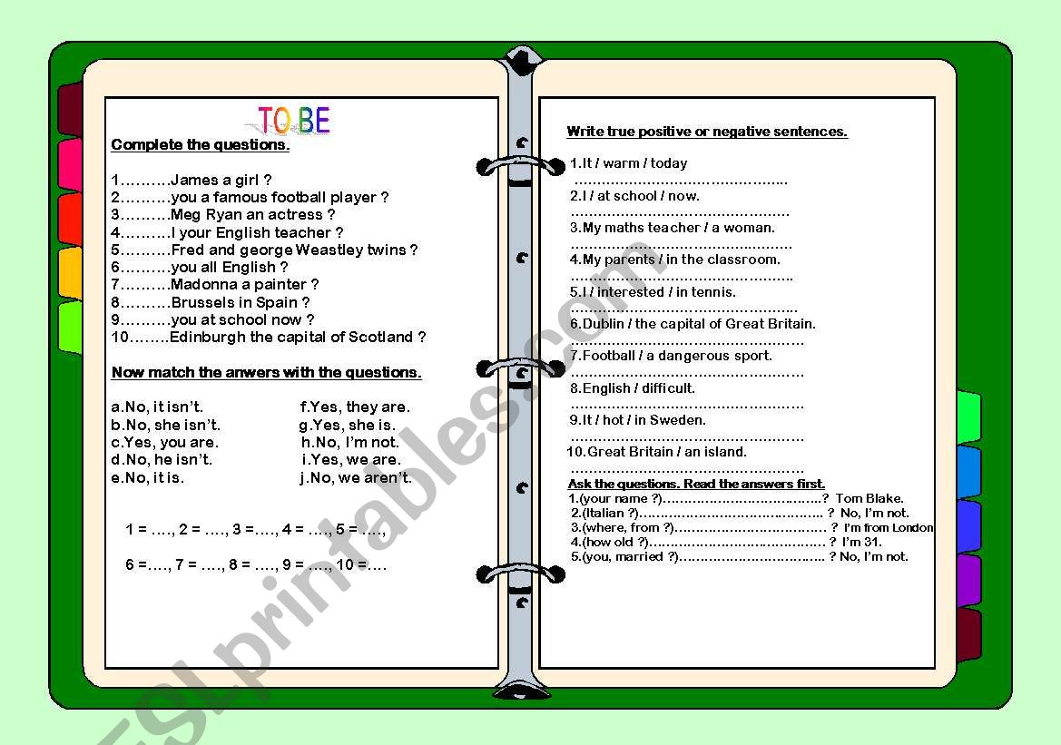 To be worksheet