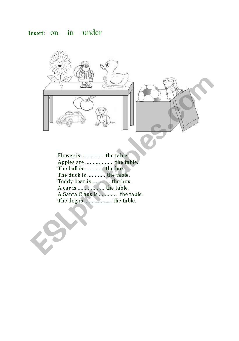 Prepositions worksheet