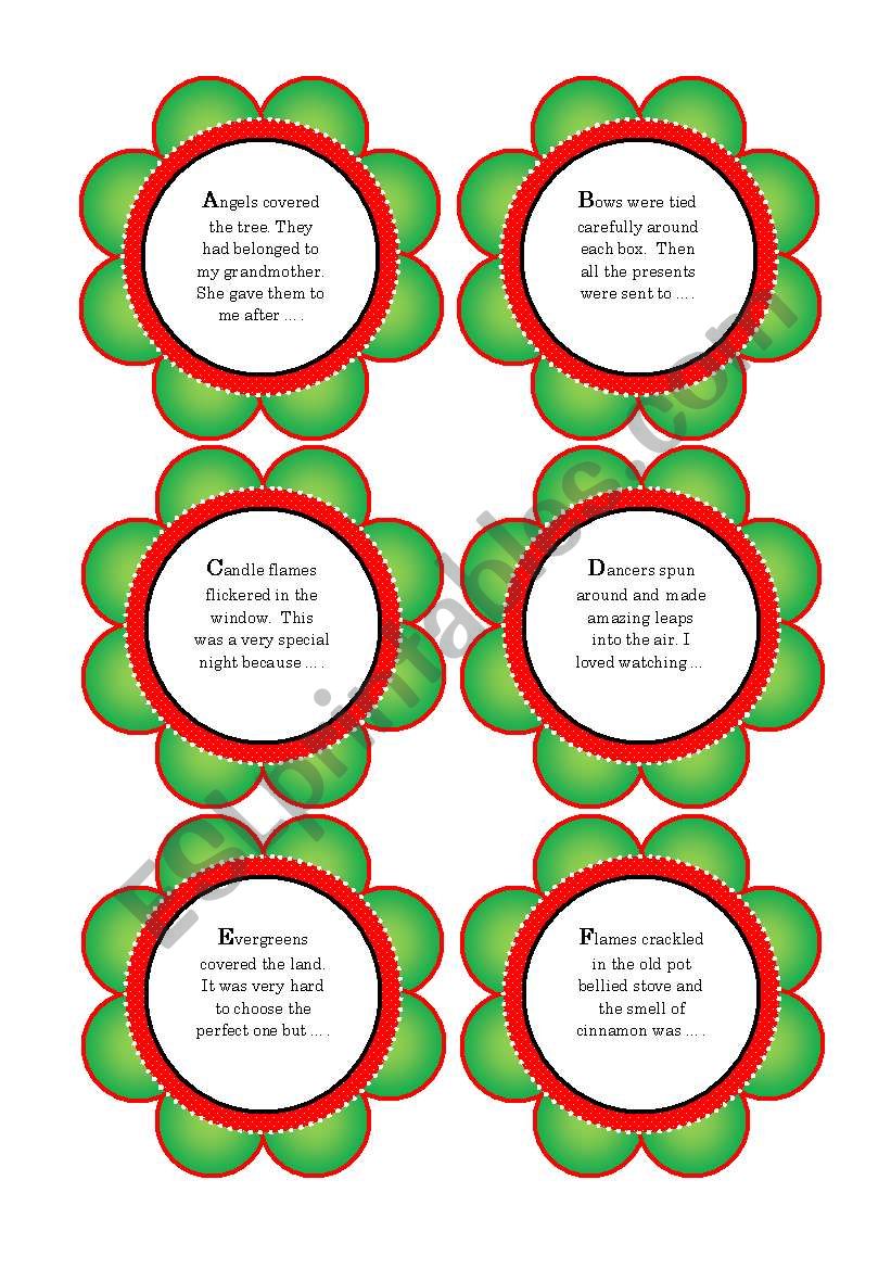 Christmas Story Starter Cards (26 Story Starters and 4 Topic Ideas = 30 Cards)