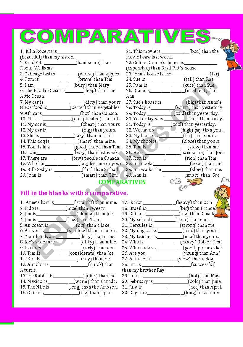 COMPARATIVES worksheet