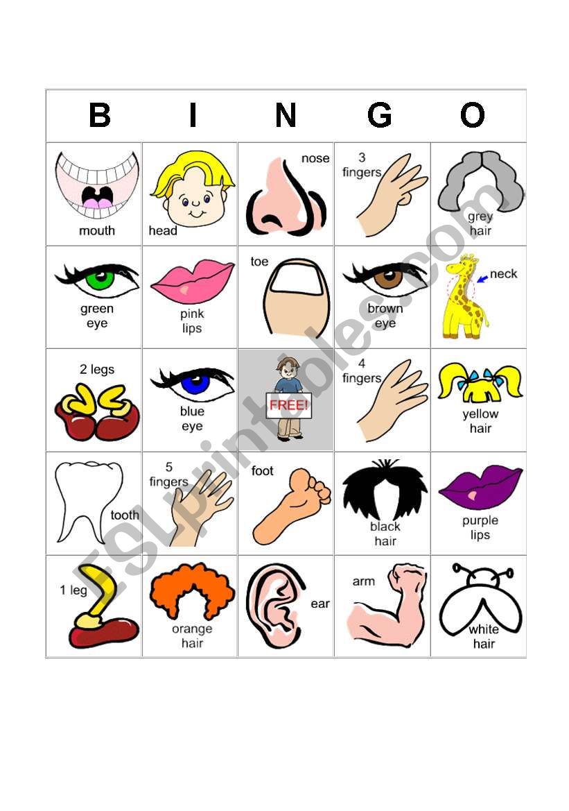 bingo-body-parts-esl-worksheet-by-bibiana13