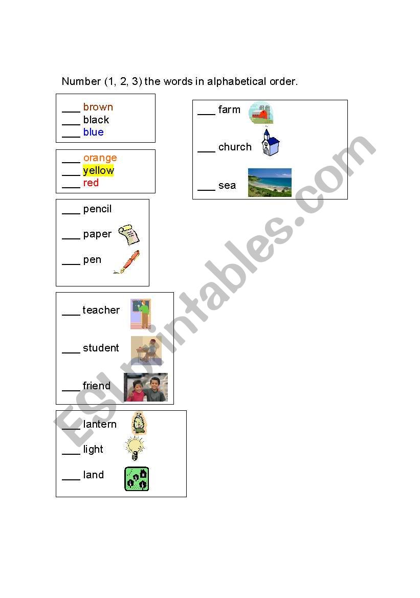 ABC Order worksheet