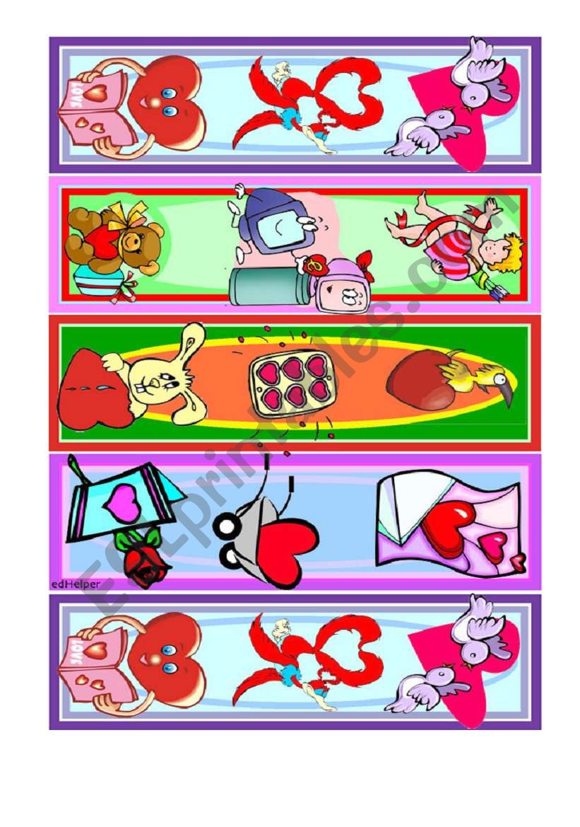 St Valentines bookmarkers worksheet