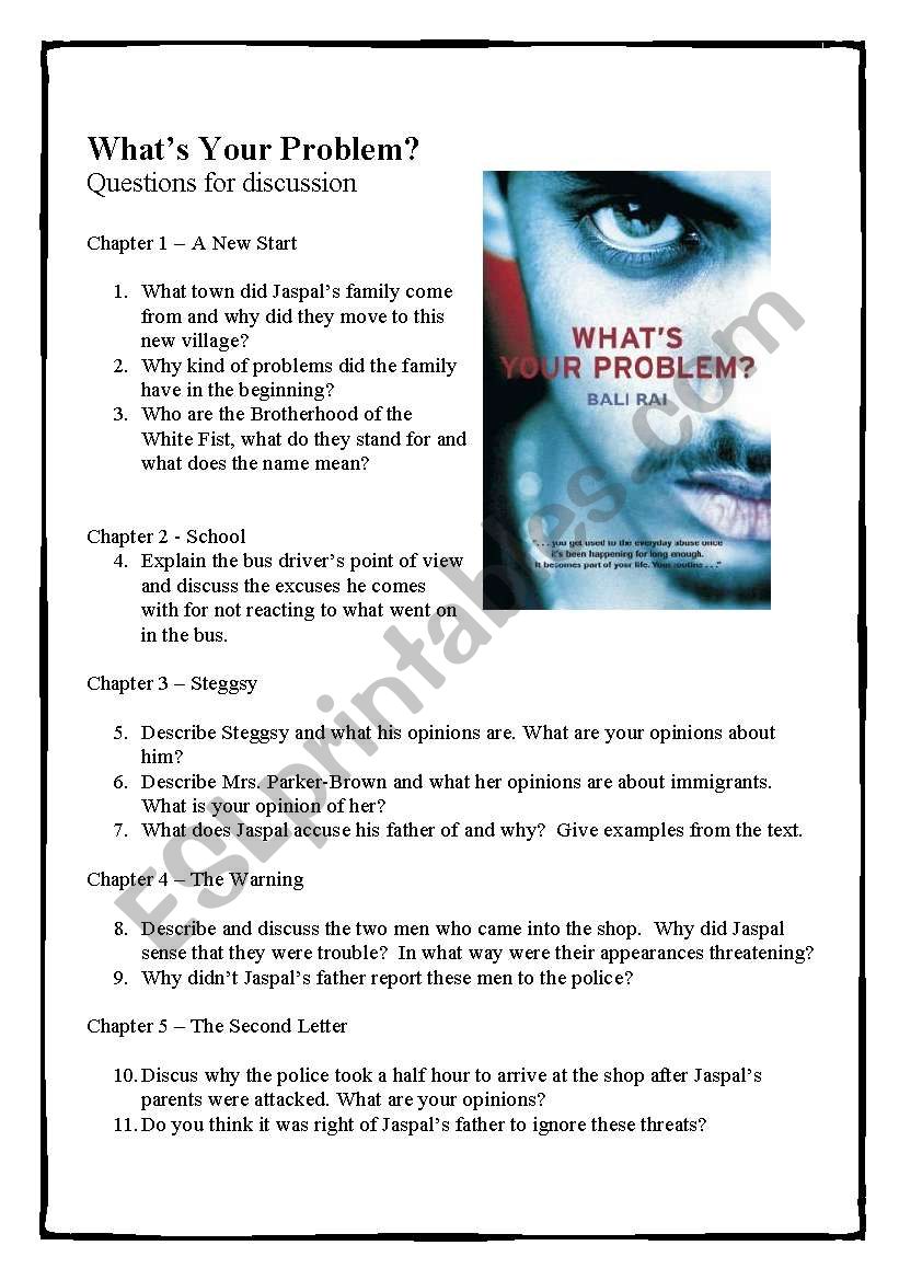 Worksheet  for the book Whats Your Problem?