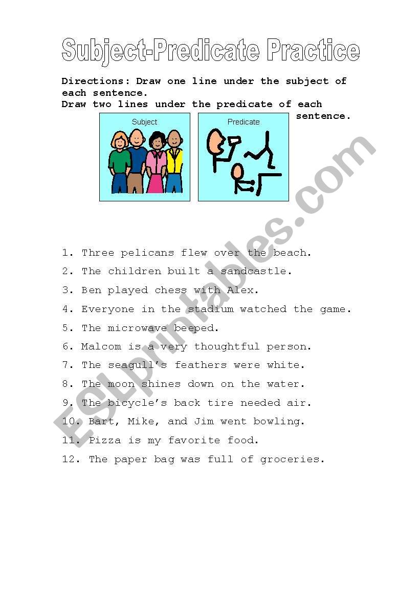 Subject-Predicate Practice worksheet