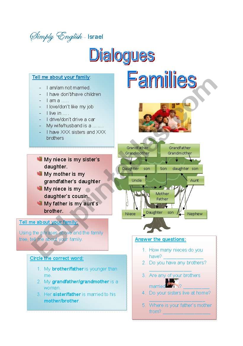 Dialogue - family worksheet