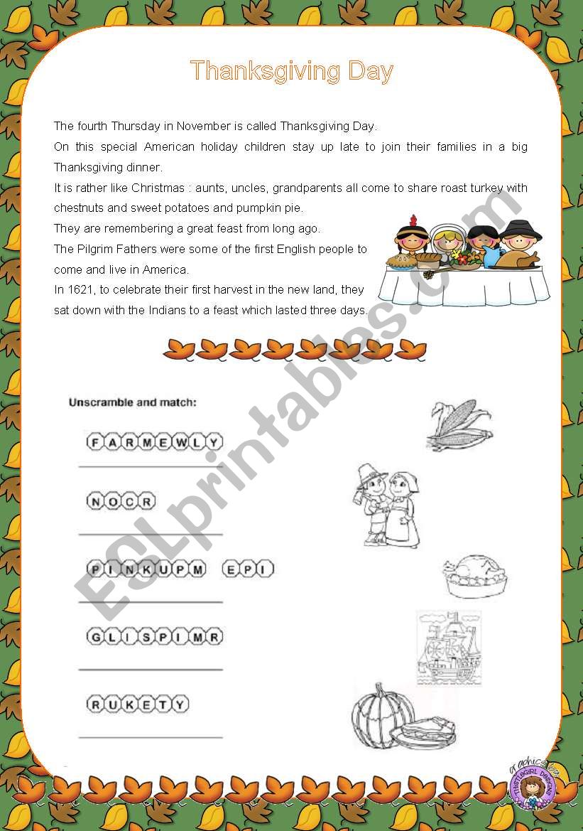 thanksgiving worksheet