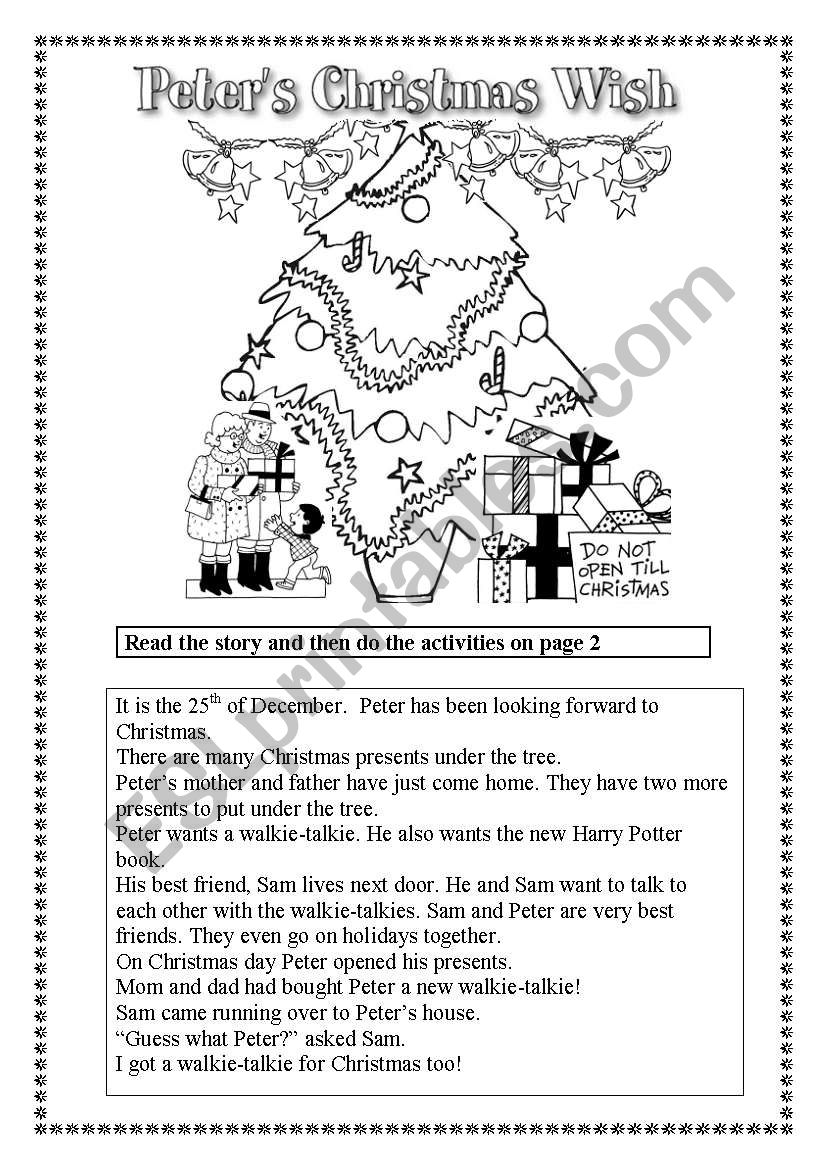 PeterÂ´s Christmas Wish worksheet