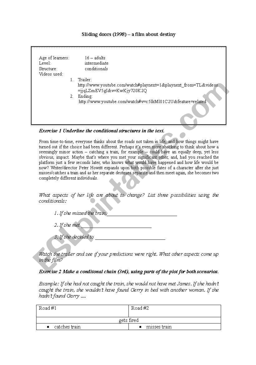 Movie-Sliding doors-Teaching conditionals