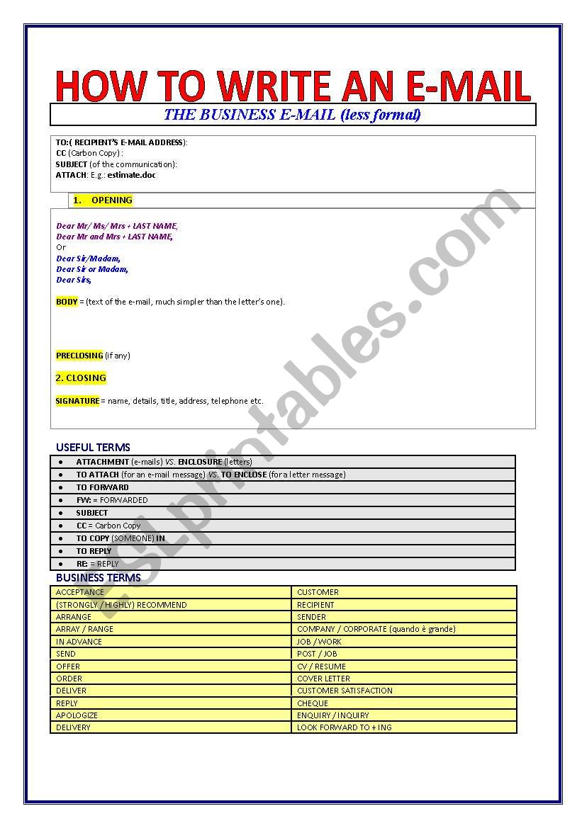 How to write a (business) e-mail
