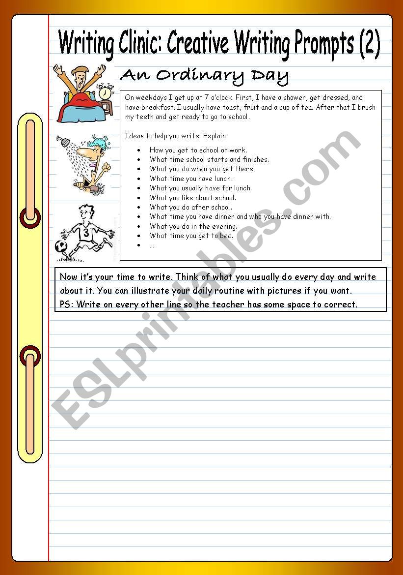 Writing Clinic: Creative Writing Prompts (2) - An Ordinary Day - ESL ...