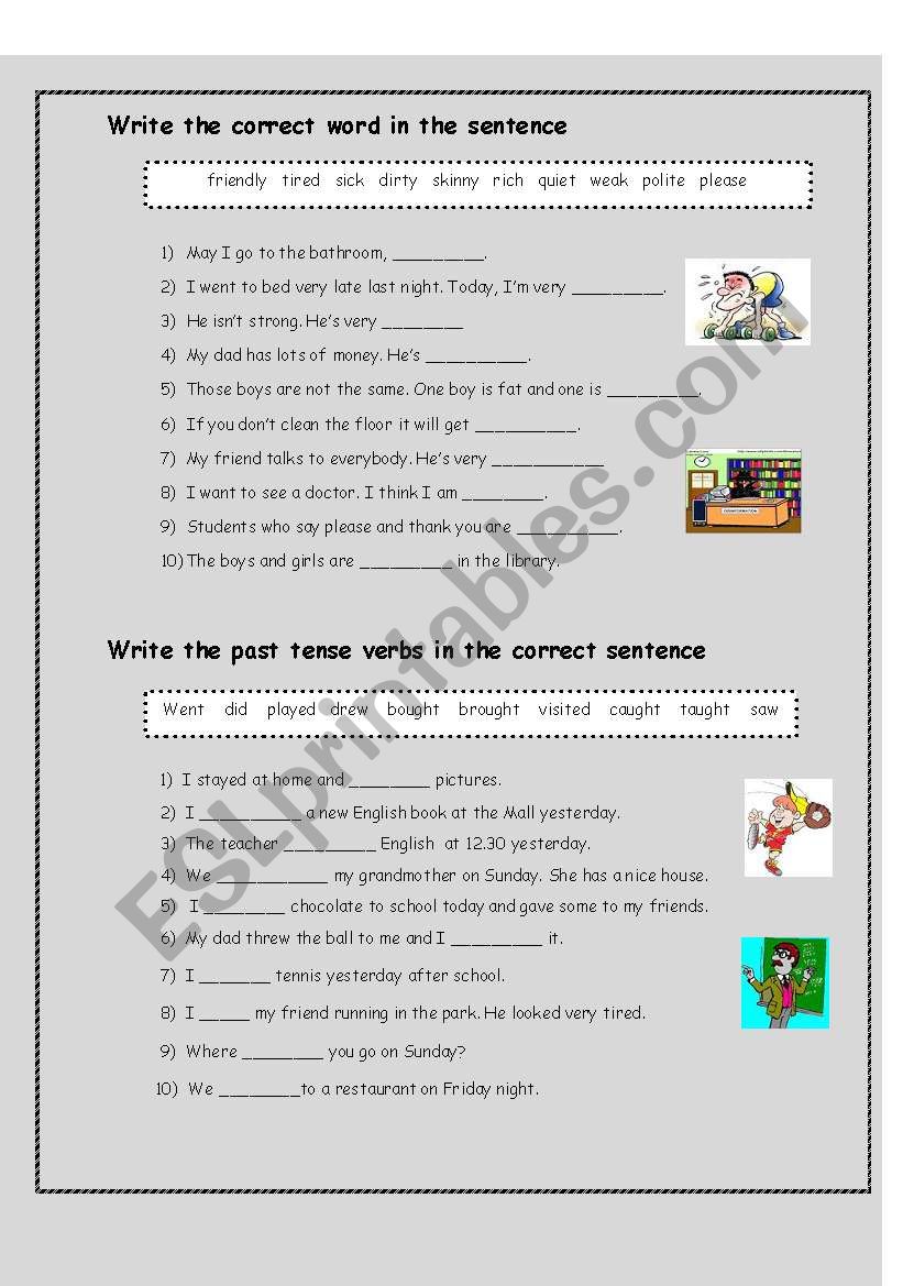 Simple Past and vocabulary test