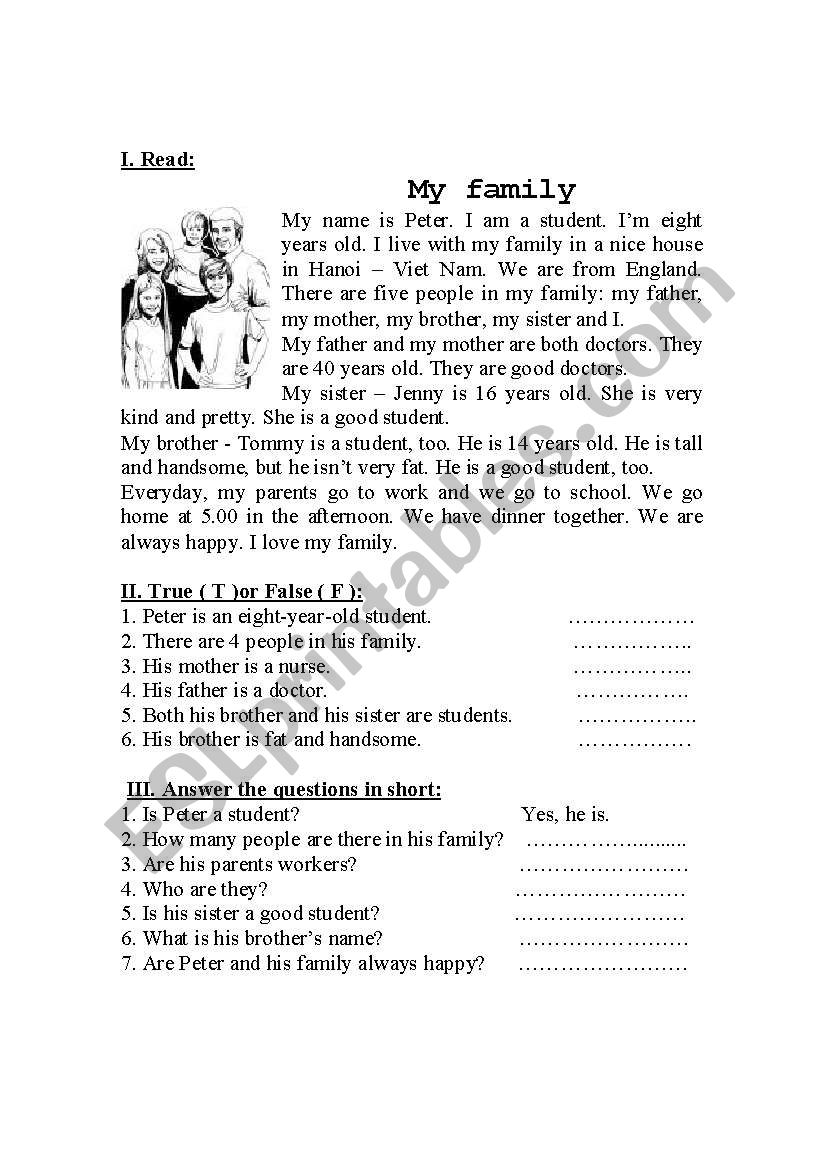  Family Members worksheet