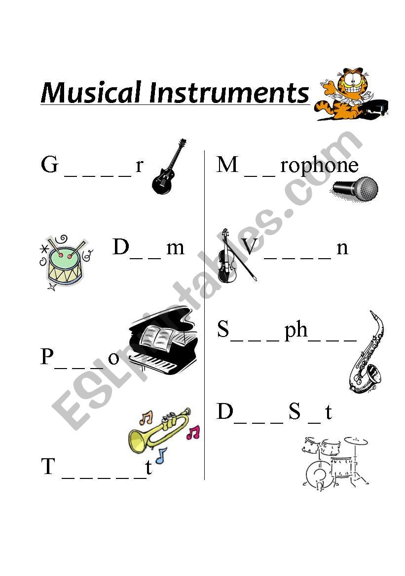 Musical Instruments worksheet
