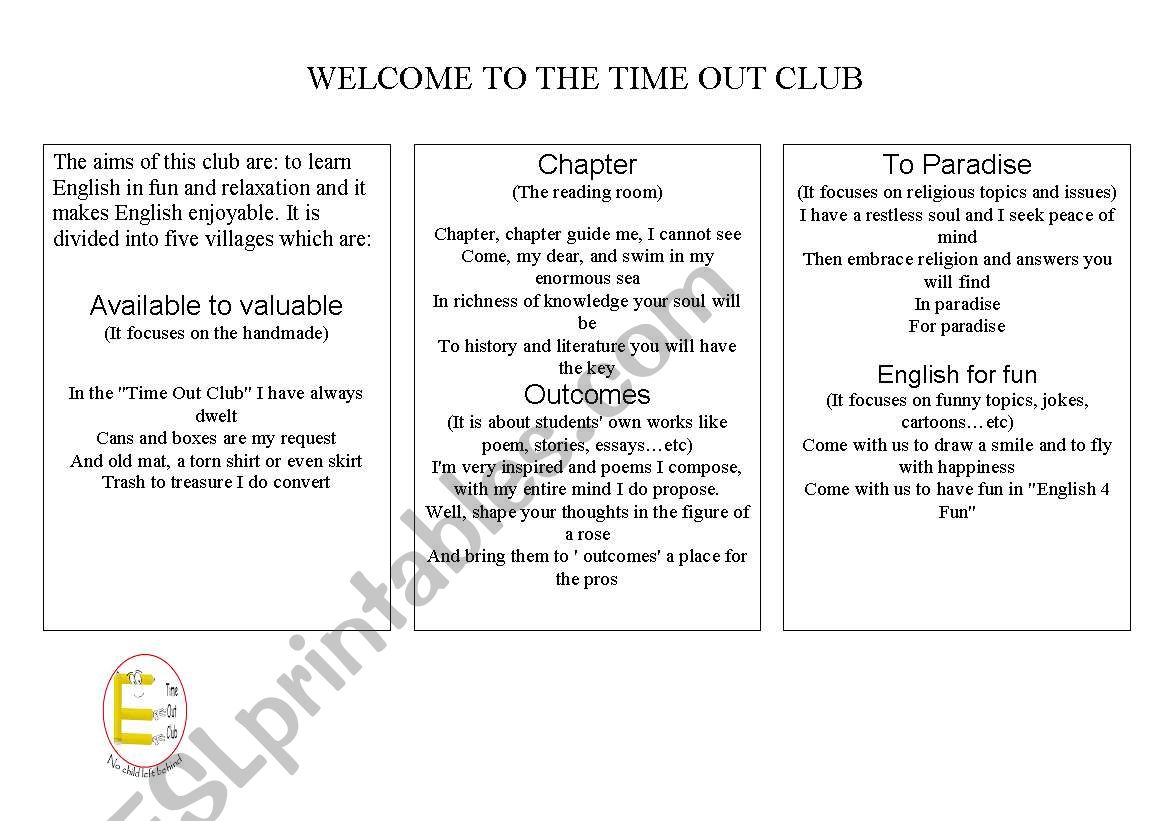 English club flyer worksheet
