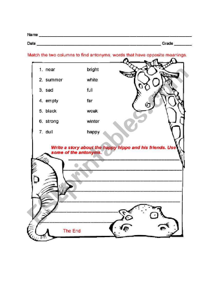 antonyms worksheet