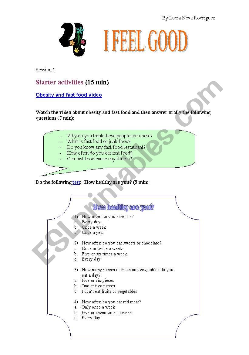 How healthy are you? worksheet