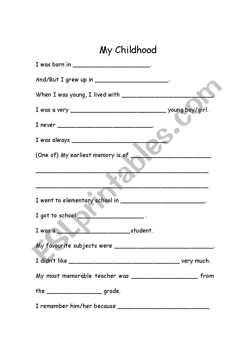 the days long gone worksheet