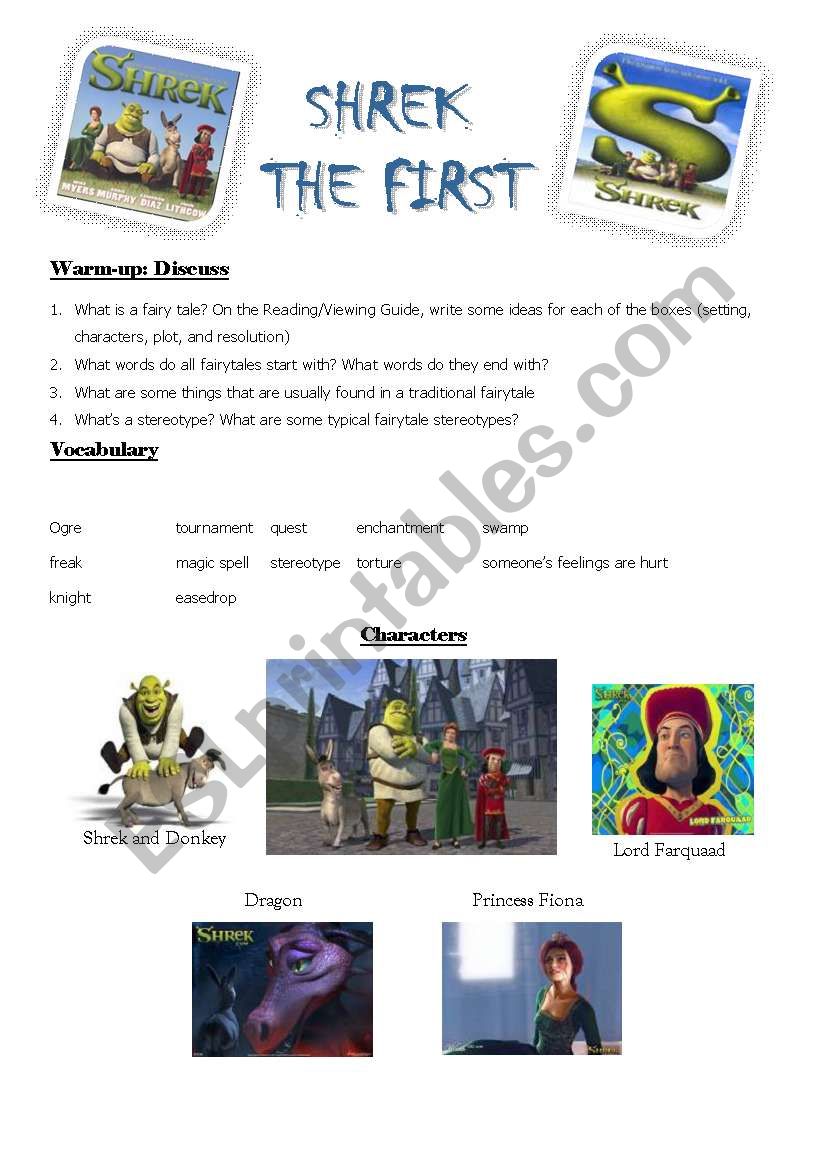 SHREK 1 worksheet