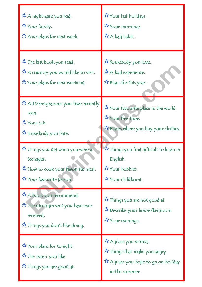 Choose and Talk worksheet