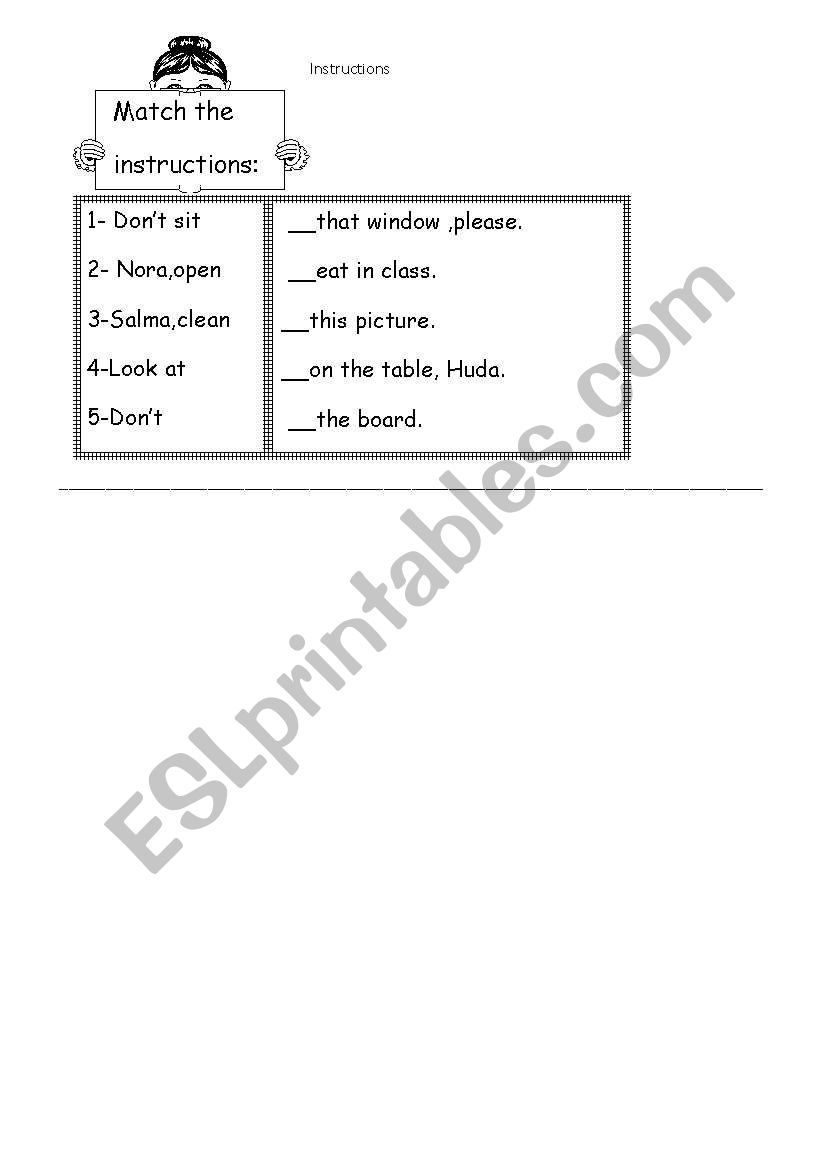 instruction worksheet