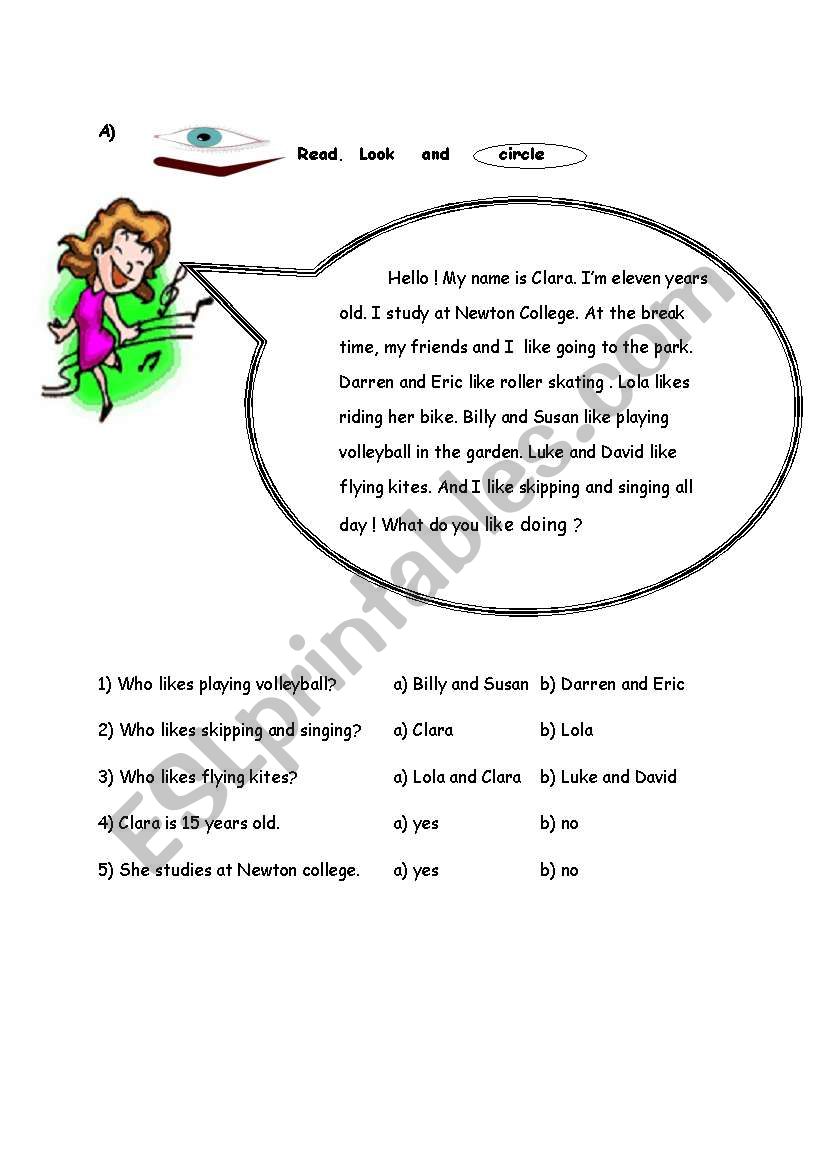 what do you like doing ? worksheet