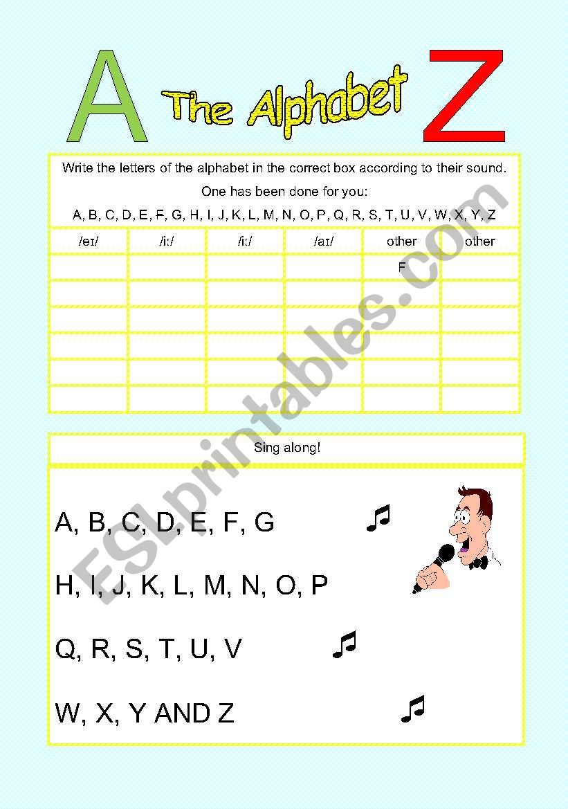 Alphabet - Activity and Song worksheet