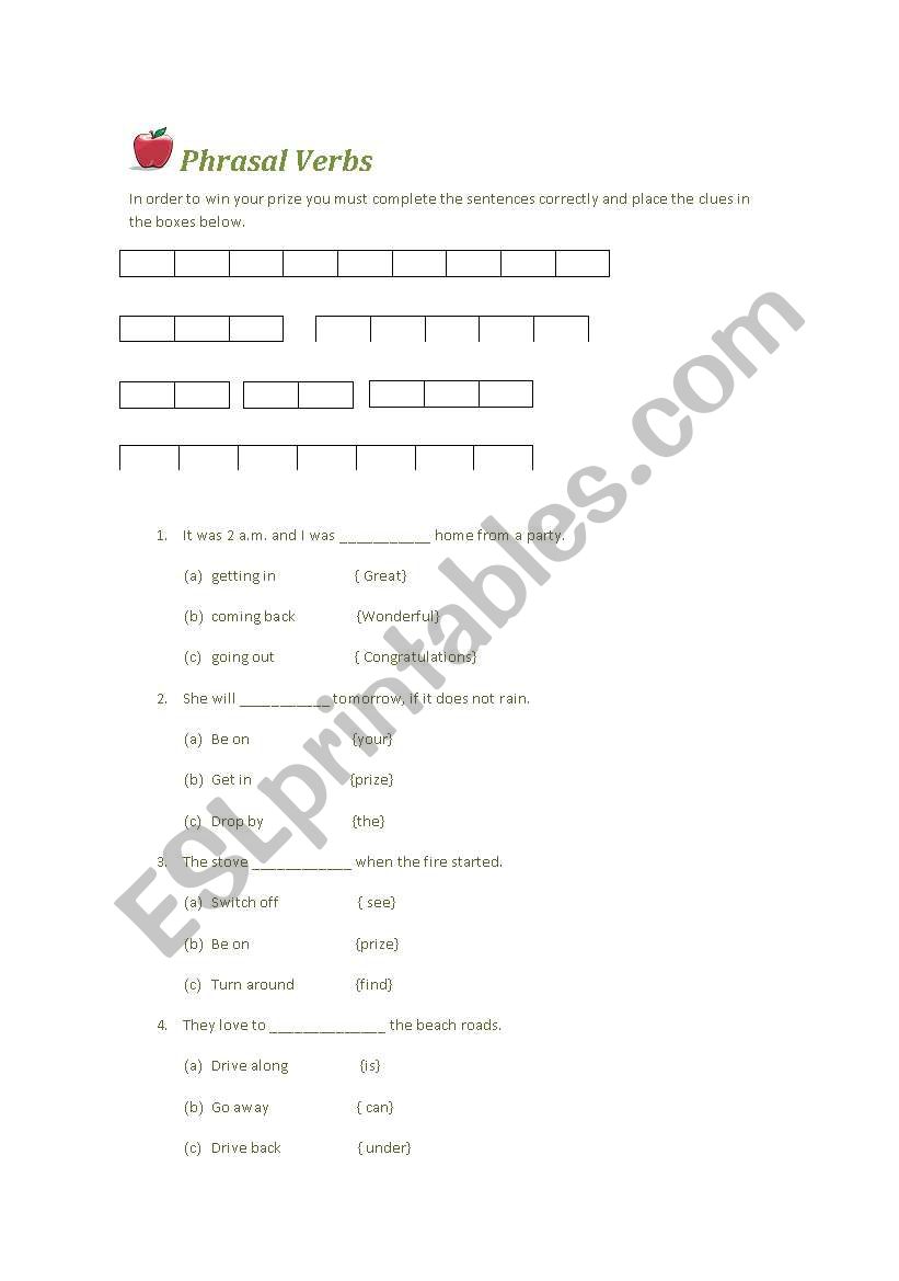 Phrasal Verbs Fun Worksheet worksheet