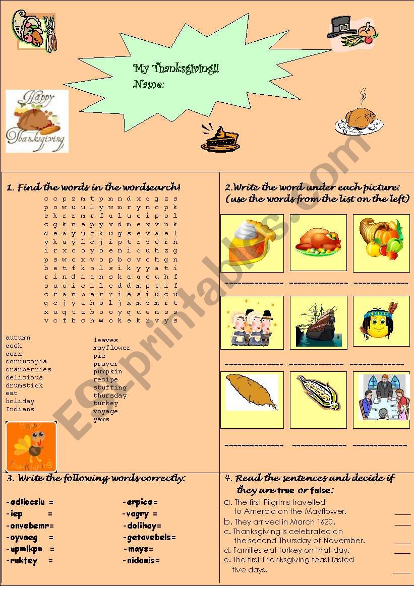 My thanksgiving! worksheet