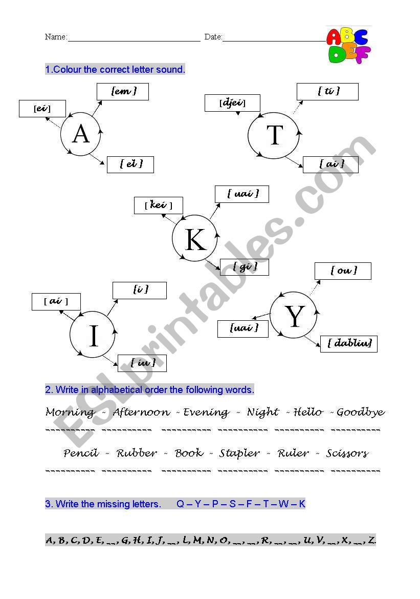 Alphabet sounds  worksheet