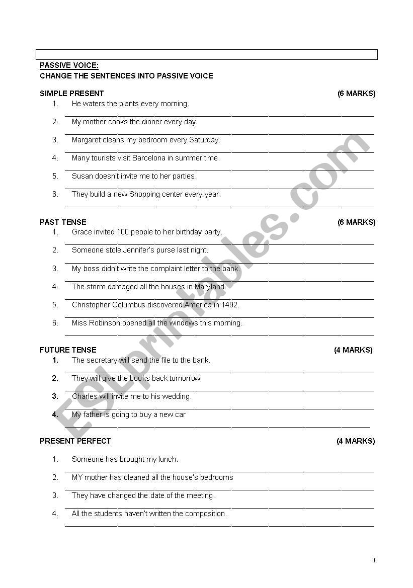 PASSIVE VOICE worksheet