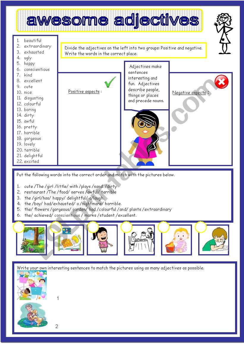 awesome adjectives worksheet