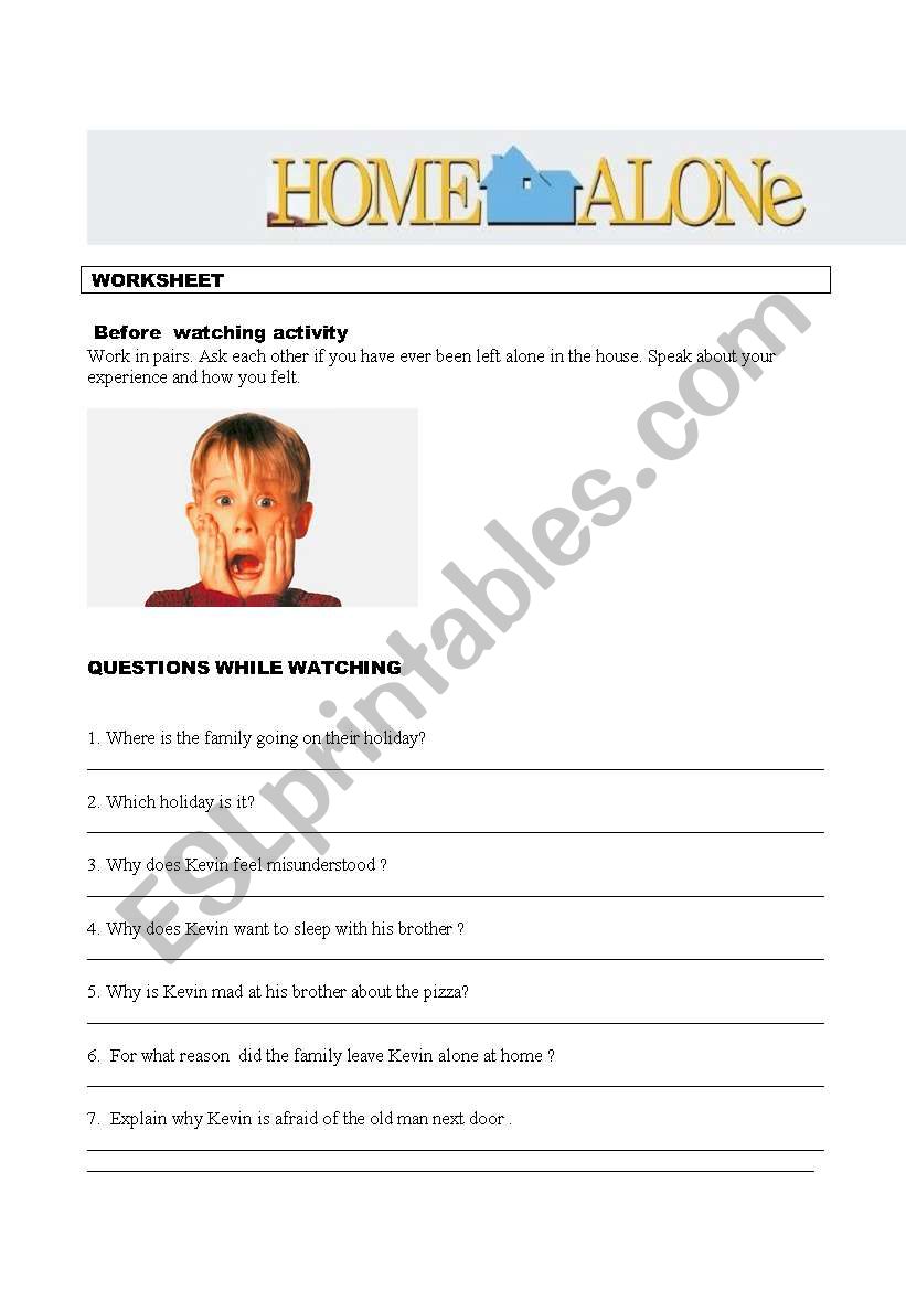 Home Alone 1 worksheet