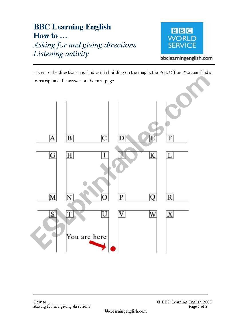 Directions worksheet