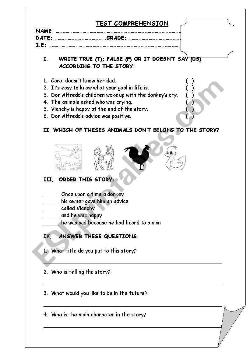 vianchy story worksheet