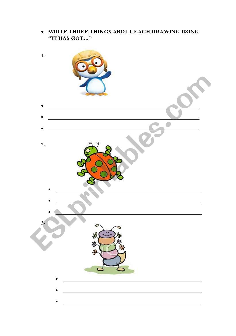 Describe the drawings worksheet