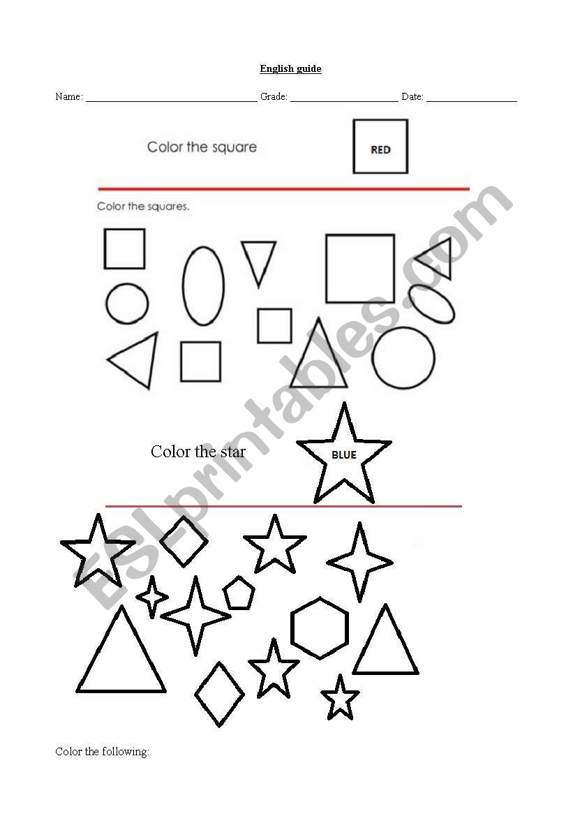 Shapes and colors worksheet