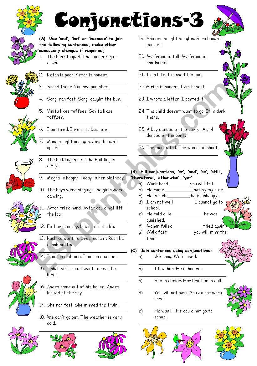 Conjunctions-3 (Editable with Answers)